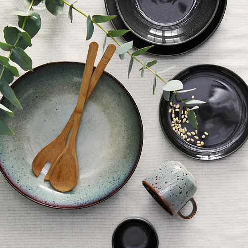 IKEA - GLADELIG, seramik servis kasesi, bej-yeşil, 30 cm