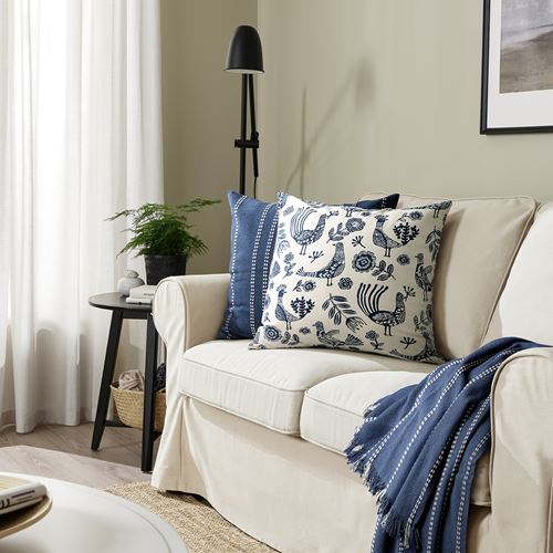 IKEA - KRUTBRANNARE, kırlent kılıfı, natürel mavi, 50x50 cm