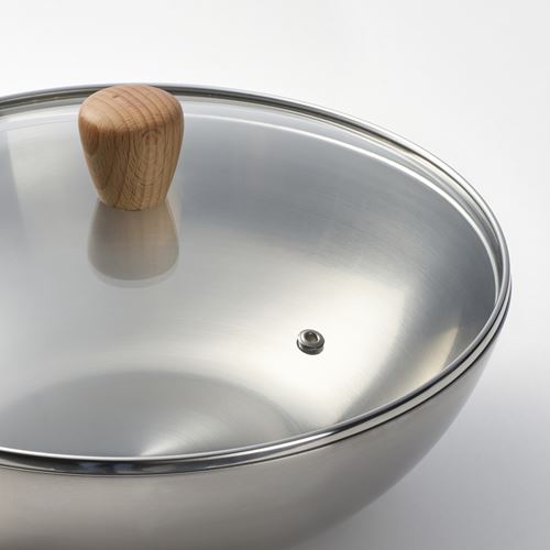 IKEA - VARDAGEN, wok tava, cam-karbon çelik-kayın, 28 cm