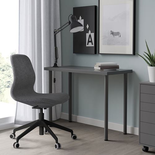 IKEA - LINNMON/ADILS, desk, dark grey, 100x45 cm