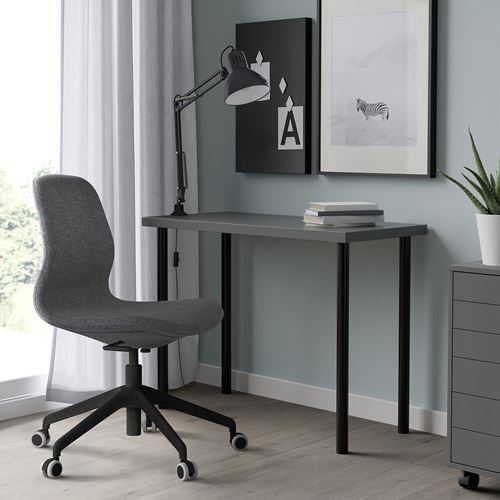 IKEA - LINNMON/ADILS, çalışma masası, koyu gri-siyah, 100x45 cm