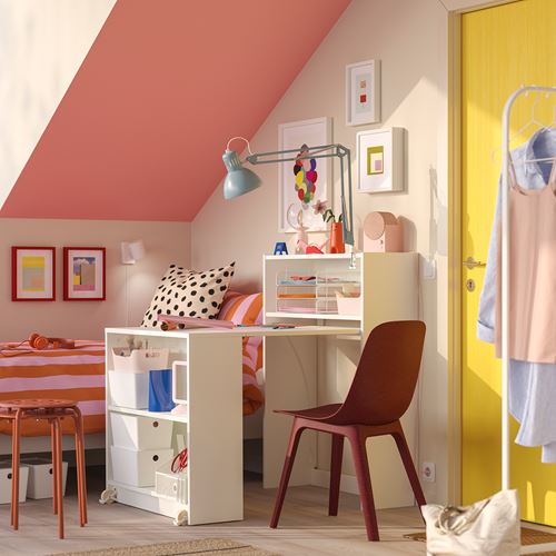 IKEA - BILLY, çalışma masalı kitaplık, beyaz, 80x33/112x106 cm
