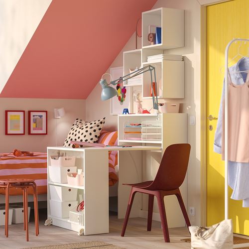 IKEA - BILLY, katlanabilir masalı kitaplık, beyaz, 80x106 cm