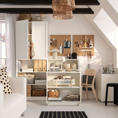 IKEA - BILLY, bookcase with foldable table, white, 160x202 cm