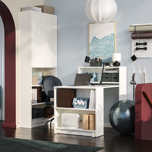 IKEA - BILLY, bookcase with foldable table, white, 160x202 cm