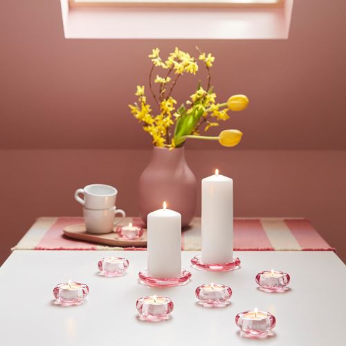 IKEA - BLADFAGEL, tealight mumluk, pembe, 3 cm
