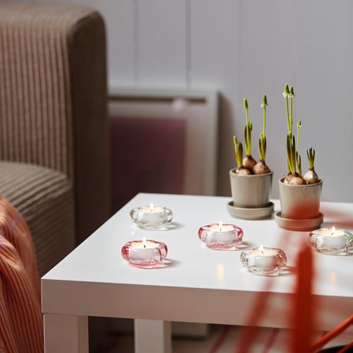 IKEA - BLADFAGEL, tealight mumluk, pembe, 3 cm