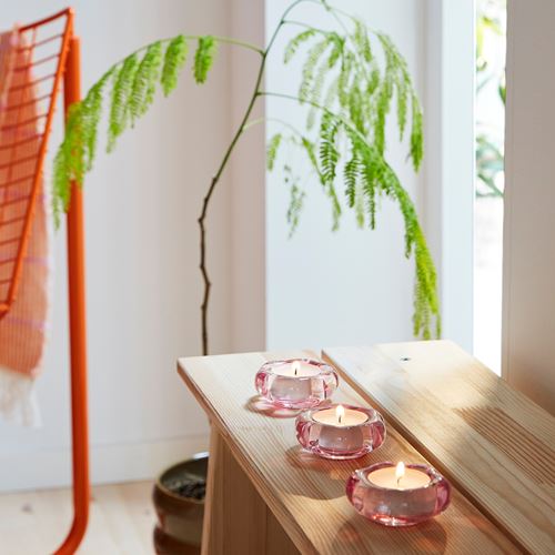 IKEA - BLADFAGEL, tealight mumluk, pembe, 3 cm