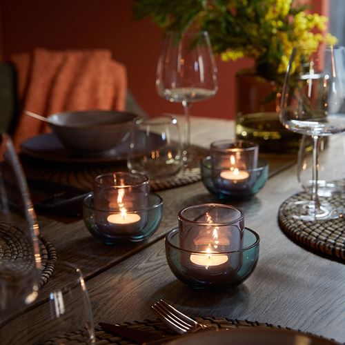 IKEA - TALLTITA, tealight mumluk, mavi-lila