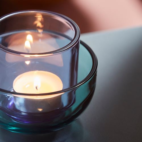 IKEA - TALLTITA, tealight mumluk, mavi-lila