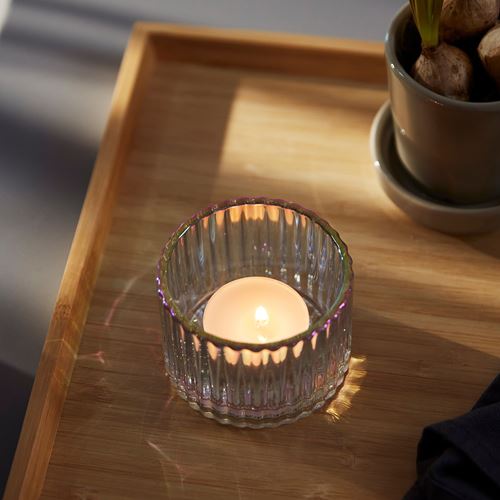 IKEA - RAFFELBJÖRK, tealight mumluk, sedef rengi, 5 cm