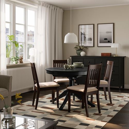 IKEA - ROSENTORP/NASINGE, yemek masası takımı, siyah-Kilanda açık bej/koyu kahverengi, 4 sandalyeli