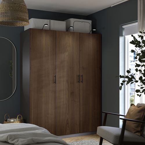 IKEA - PAX/BJÖRNESKOGEN, PAX wardrobe, dark grey-walnut veneer, 150x58x201 cm
