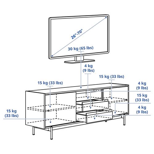 IKEA - RADMANSÖ, tv sehpası, kahverengi ceviz görünüm, 176x48x66 cm