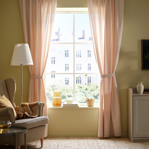 IKEA - LENDA, background curtain, 1 pair, light pink, 140x300 cm