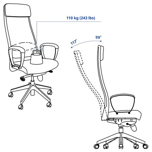 IKEA - MARKUS, çalışma sandalyesi, vissle koyu gri, orta