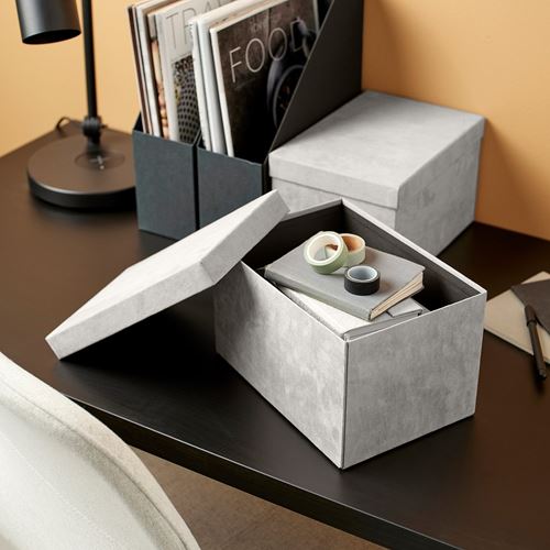 IKEA - GJATTA, box with lid, light grey, 18x25x15 cm