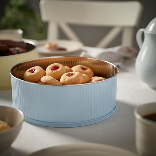 IKEA - BETTHAJ, gıda saklama kutusu, uçuk sarı-soluk mavi, 2,5 lt