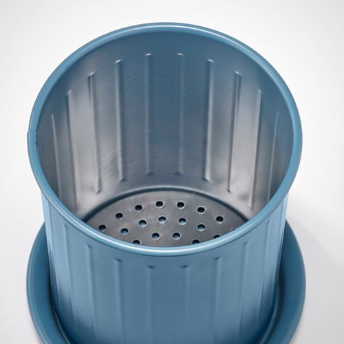 IKEA - VALVARDAD, cutlery stand, dark grey-blue/galvanised, 13 cm