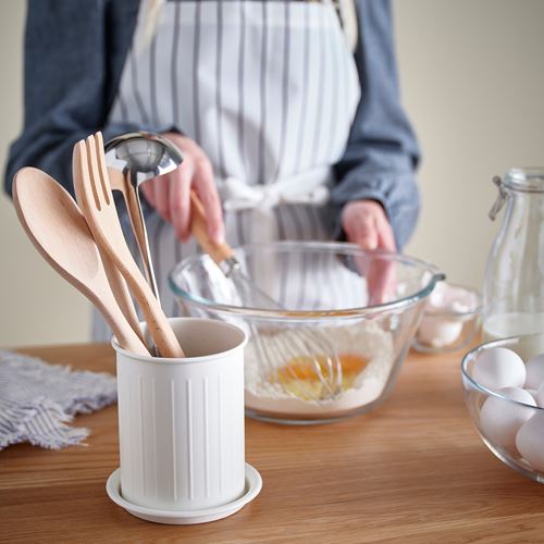 IKEA - VALVARDAD, cutlery stand, white-galvanised, 13 cm