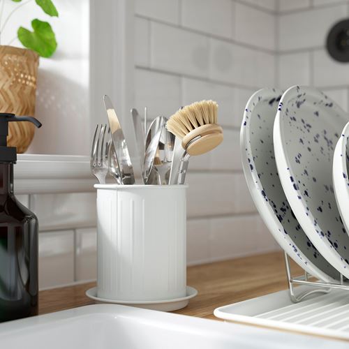IKEA - VALVARDAD, cutlery stand, white-galvanised, 13 cm