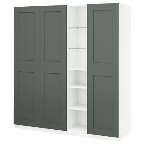 IKEA - PAX/GRIMO, PAX wardrobe, white/grey/green, 185x60x201 cm