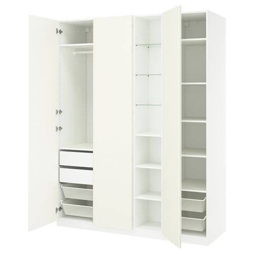 IKEA - PAX/VIKANES, PAX wardrobe, white, 185x60x236 cm