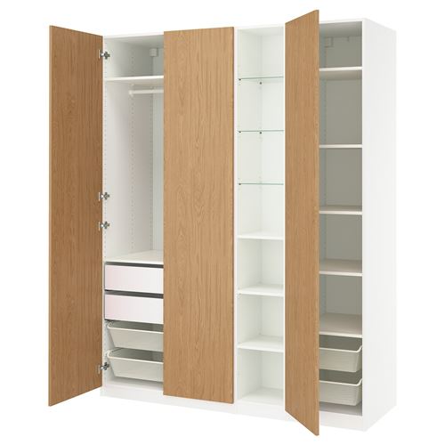 IKEA - PAX/STORKLINTA, PAX wardrobe, white-oak look, 185x60x236 cm