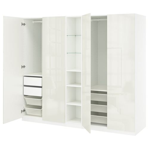 IKEA - PAX/FARDAL, PAX wardrobe, white-high-gloss, 235x60x201 cm