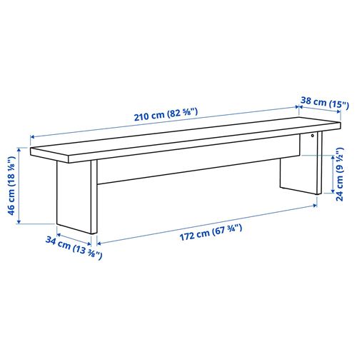 IKEA - BERGSHYTTAN, bank, huş kaplama, 210x38 cm