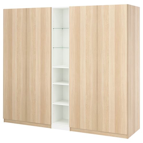 IKEA - PAX/FORSAND, PAX wardrobe, white-white stained oak effect, 235x60x201 cm