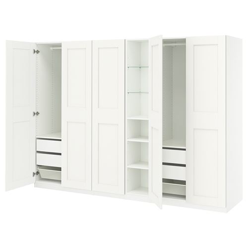 IKEA - PAX/GRIMO, PAX wardrobe, white, 285x60x201 cm