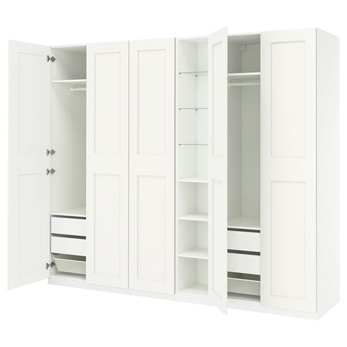 IKEA - PAX/GRIMO, PAX wardrobe, white, 285x60x236 cm