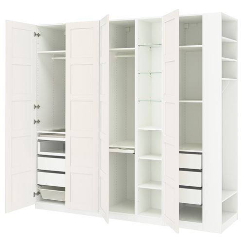 IKEA - PAX/BERGSBO, PAX wardrobe, white, 255x60x236 cm