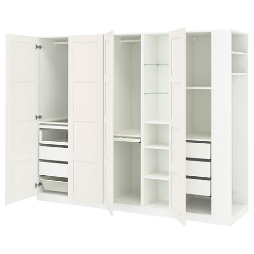 IKEA - PAX/BERGSBO, PAX wardrobe, white, 255x60x201 cm