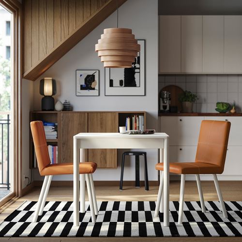 IKEA - TONSTAD, kitchen table set, off/white-Bomstad gold brown, 2 chairs