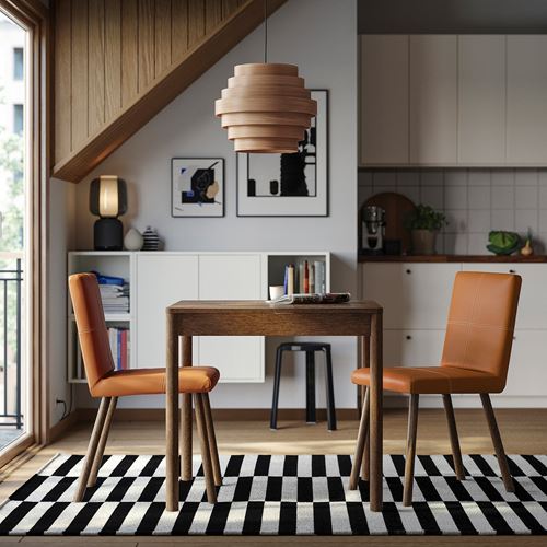 IKEA - TONSTAD, mutfak masası takımı, kahverengi/meşe kaplama-Bomstad altın kahverengi, 2 sandalyeli