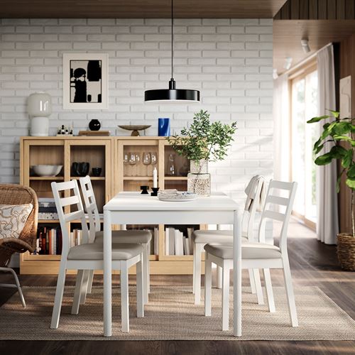 IKEA - TONSTAD, mutfak masası takımı, kırık beyaz-Fridtuna açık bej, 4 sandalyeli