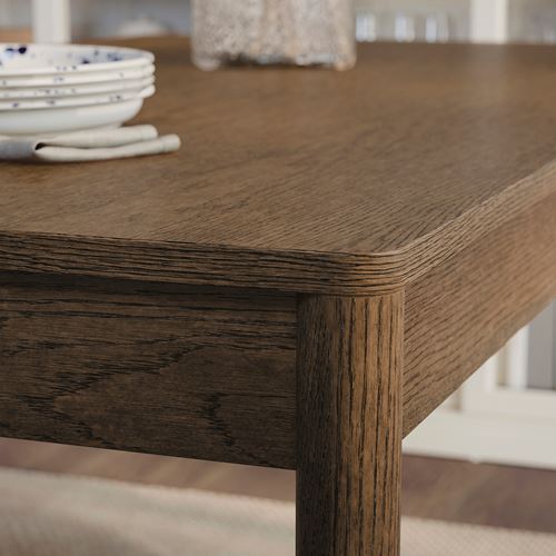IKEA - TONSTAD, mutfak masası takımı, kahverengi/meşe kaplama-Fridtuna açık bej, 4 sandalyeli