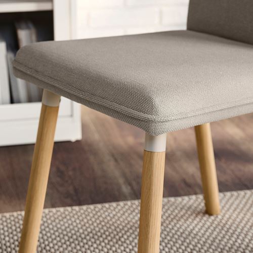 IKEA - TONSTAD, upholstered wooden chair, Fridtuna light beige-oak effect