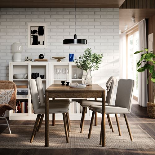 IKEA - TONSTAD, döşemeli ahşap sandalye, Fridtuna açık bej-kahverengi meşe görünümlü