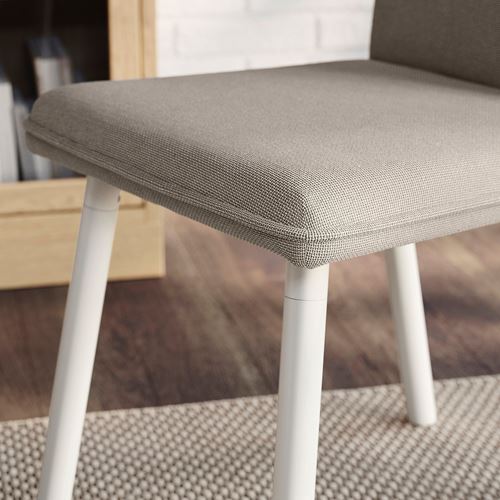 IKEA - TONSTAD, döşemeli ahşap sandalye, Fridtuna açık bej-kırık beyaz