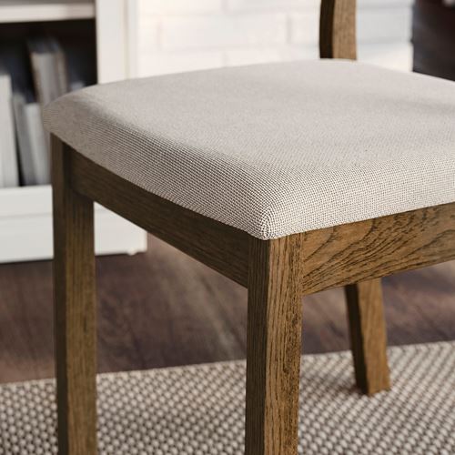 IKEA - TONSTAD, kitchen table set, brown/oak veener-Fridtuna light beige, 4 chairs