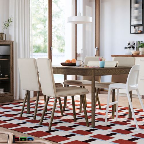 IKEA - TONSTAD, yemek masası takımı, kahverengi/meşe kaplama-Fridtuna açık bej, 4 sandalyeli