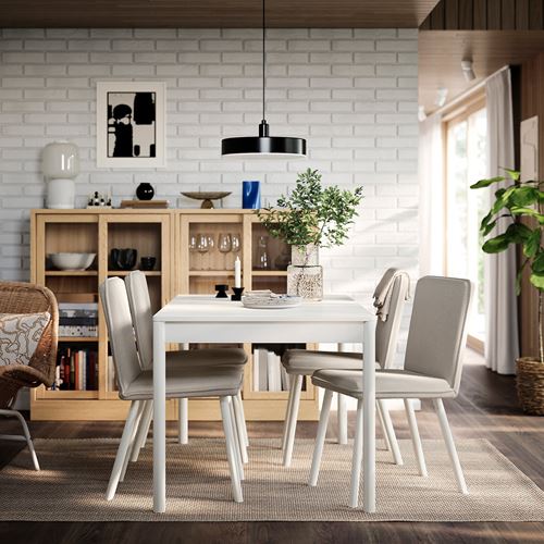 IKEA - TONSTAD, yemek masası takımı, kırık beyaz-Fridtuna açık bej, 4 sandalyeli