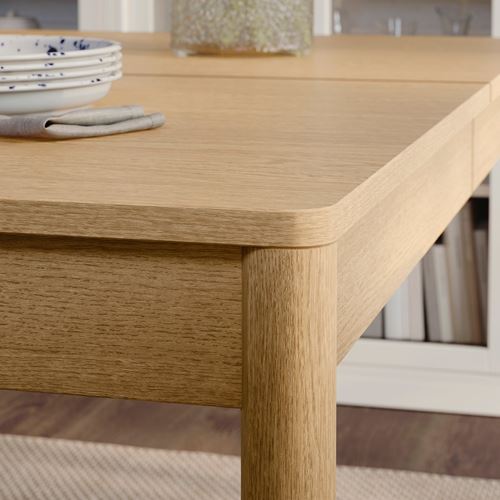 IKEA - TONSTAD, yemek masası takımı, meşe kaplama-Fridtuna açık bej/meşe görünümlü, 4 sandalyeli