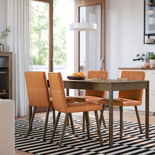 IKEA - TONSTAD, mutfak masası takımı, kahverengi/meşe kaplama-Bomstad altın kahverengi, 4 sandalyeli