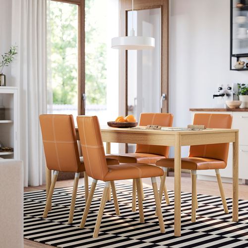IKEA - TONSTAD, upholstered wooden chair, Bomstad gold brown-oak effect