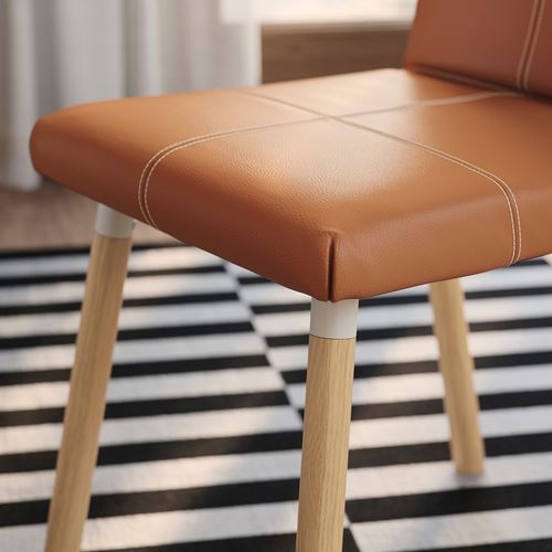 IKEA - TONSTAD, upholstered wooden chair, Bomstad gold brown-oak effect