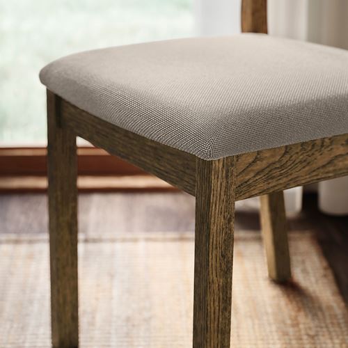 IKEA - TONSTAD, yemek masası takımı, kahverengi/meşe kaplama-Fridtuna açık bej, 6 sandalyeli